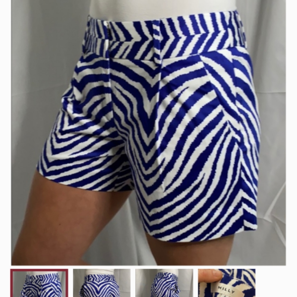 Milly size 2  blue Zebra print shorts